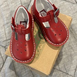 L’Armour infant girls red leather shoes